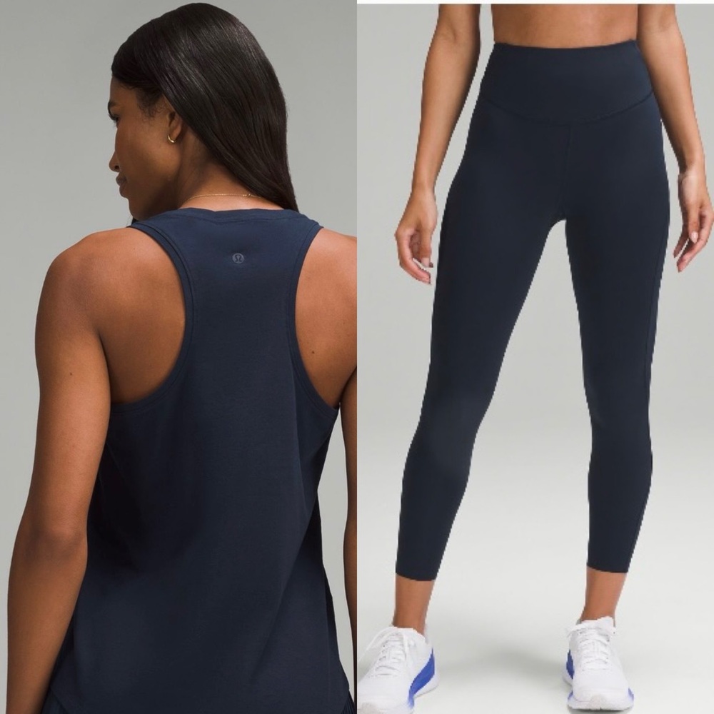 Lululemon Women's Base Paced High Rise  Leggings & Love Tank Top in True Navy